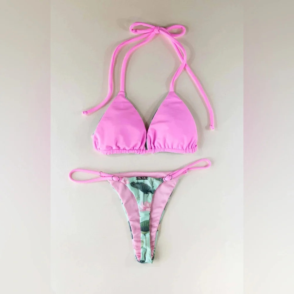 Floral lily pad gstring thong bikini Brazilian Tinye Kulani stringys salty kiss